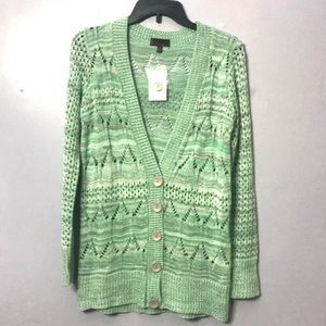 Long cardigan green and grey NWT